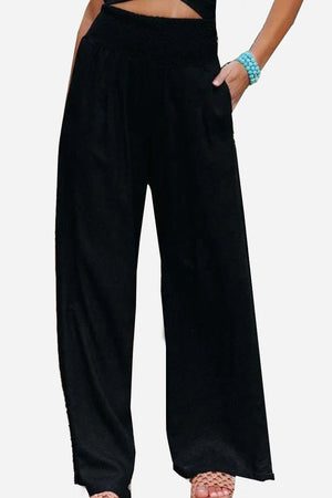 High-Waist Cotton Linen Palazzo Pants