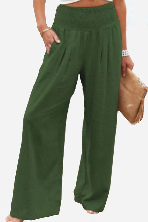 High-Waist Cotton Linen Palazzo Pants