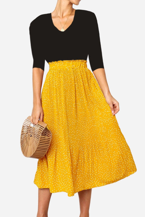 Effortlessly Chic Polka Dot Pleated Skirt Set