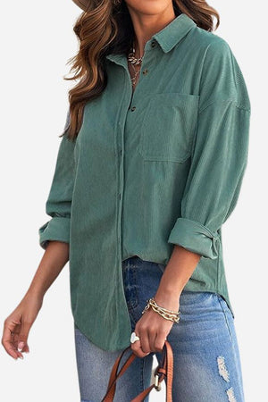 Sleek Suede Oversized Button-Down Shirt