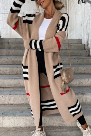 Cozy Striped Long Knitted Cardigan