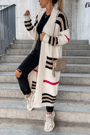 Cozy Striped Long Knitted Cardigan