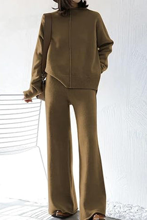 Feel Cozy but Stay in Style: High Neck Sweater Wide Leg Pant Set