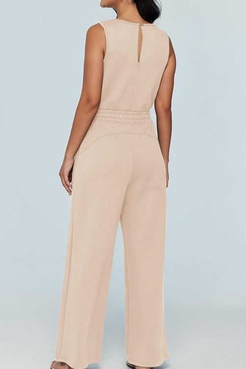 Sleeveless Wide Leg Pants Jumpsuit