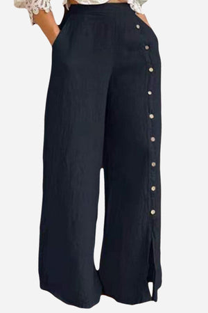 Button Wide Leg Pants