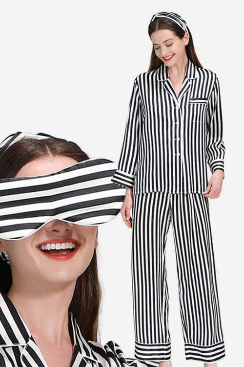 100% Mulberry Silk Striped Long Sleeves