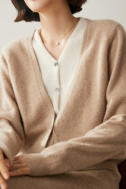 Single-Breasted Cashmere Wool Cardigan