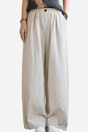 Sandwashed Ramie Linen Pants with Plush Lining