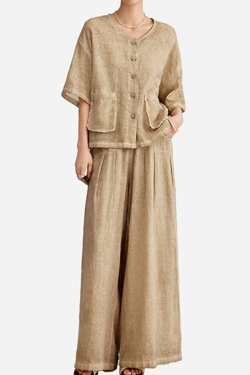 100% Linen Stone-Washed Sunset Breezy Set