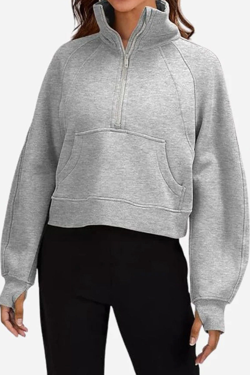 Cozy Oversized Half-Zip Fleece Pullover Sweatshirt