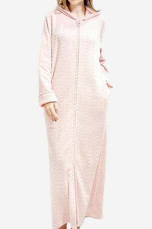 Stylish Flannel Hooded Nightgown