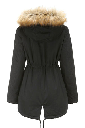 Large Hooded Cotton Velvet Coat