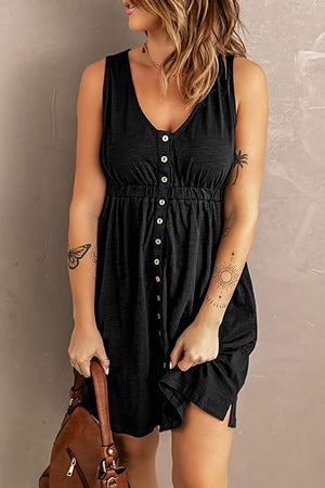 Fashionable V-Neck Button Down Dress