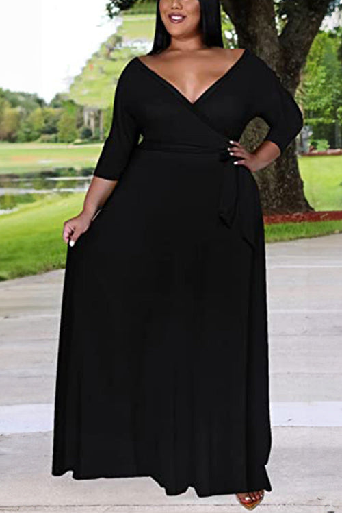 Elegant Plus Size Belted Dress